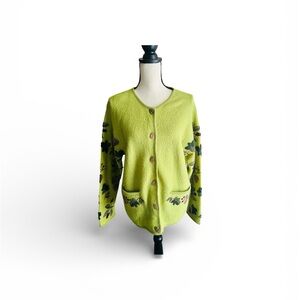 VTG Marisa Christina Green Embellished Wool Cardigan M